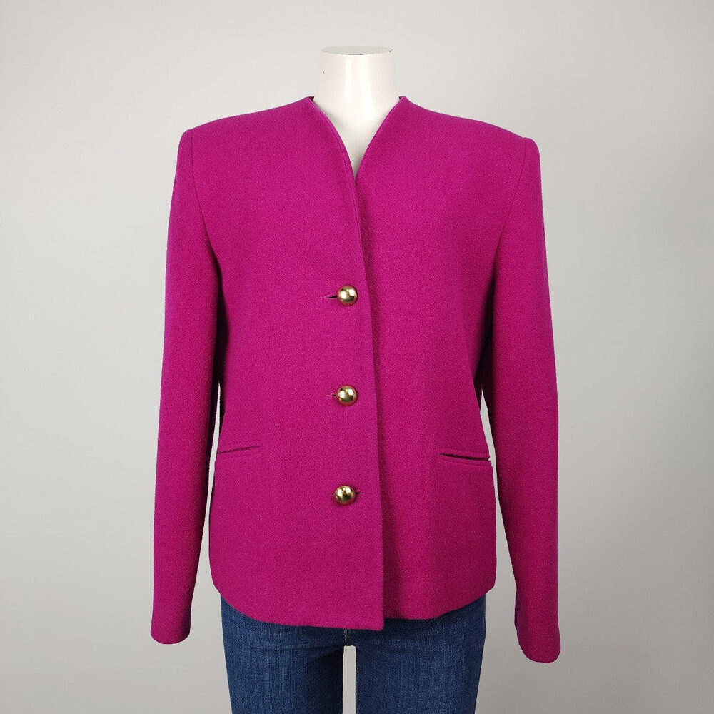 Vintage Tall Girl Fuchsia Button Up Blazer Size L